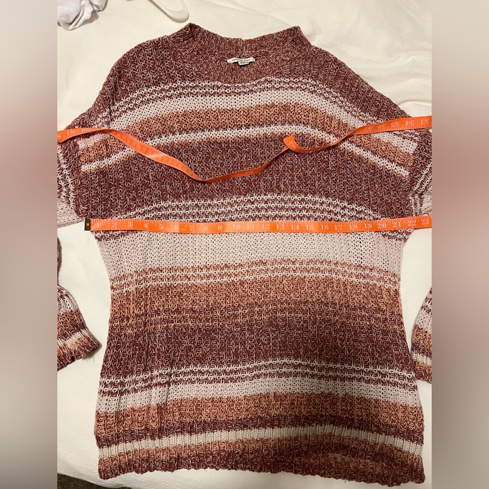 SOLD DO NOT BUY American Eagle Maroon/Pink/Brown Striped Knit Sweater - Size M - Picture 6 of 8